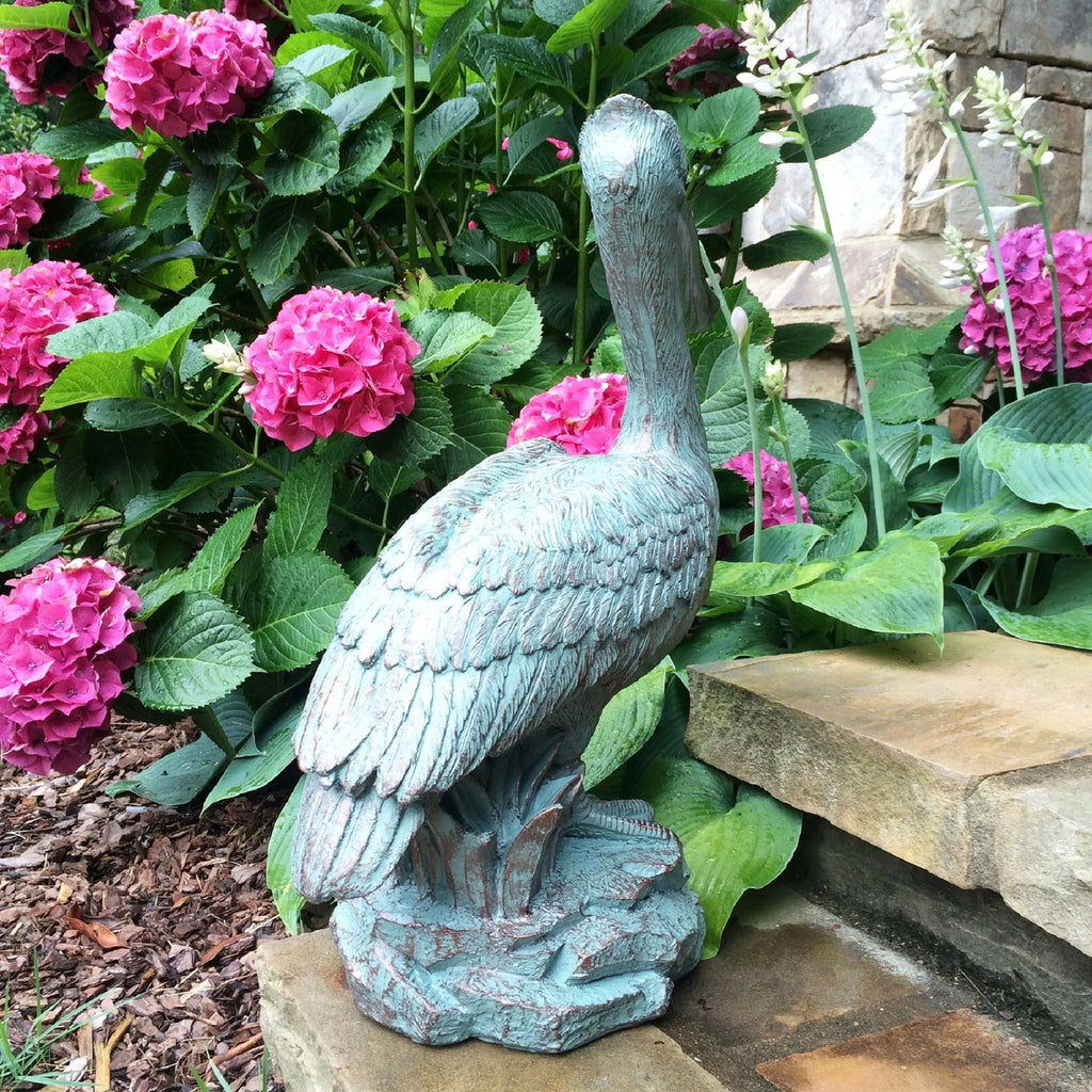 Homestyles 20 in. Bronze Patina Pelican on Coastal Rock Nautical Beach Sizetatue