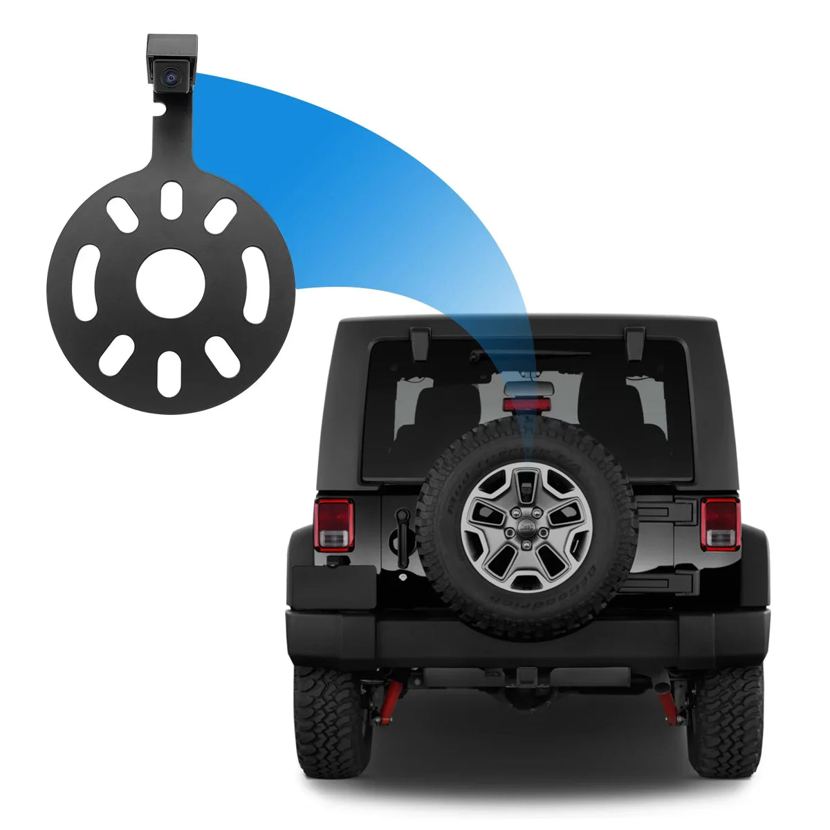 Master Tailgaters Backup Camera for Jeep Wrangler Sizepare Tire Mount with OEM Monitor Adapter