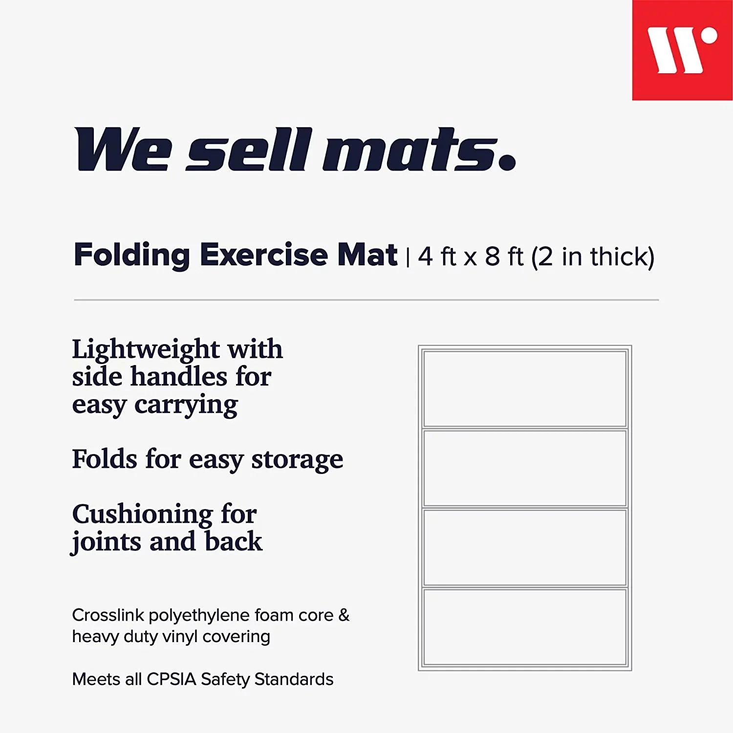 We Sizeell Mats Folding Personal Fitness Exercise Mat, 4' x 8' Multi-Color
