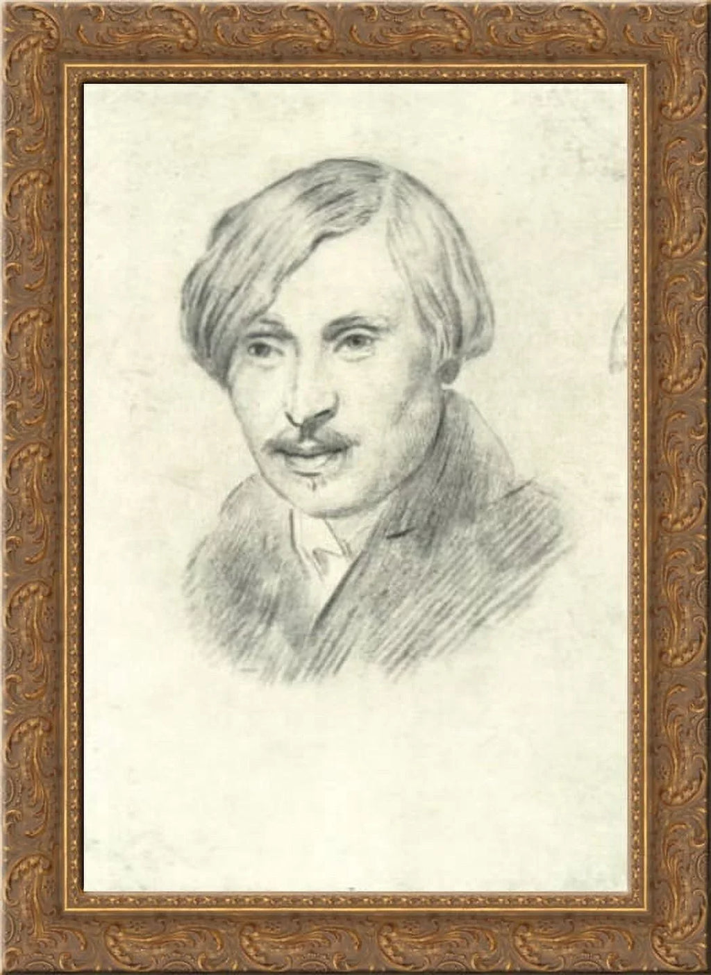 N. V. Gogol 24x18 Gold Ornate Wood Framed Canvas Art by Alexander Ivanov