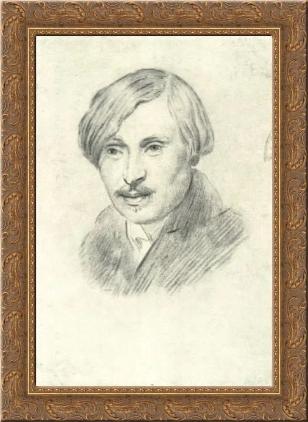 N. V. Gogol 24x18 Gold Ornate Wood Framed Canvas Art by Alexander Ivanov