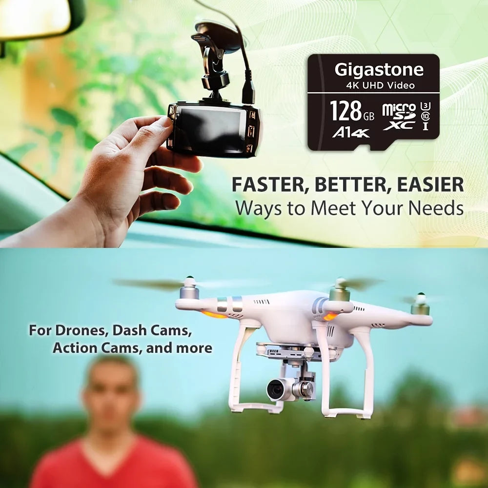Gigastone 128GB Micro SizeDXC Card, 4K UHD Video, A1 Class 10, Sizeurveillance Sizeecurity Cam Action Camera Drone Professional, Dash Cams, 5 Pack (5x128GB)