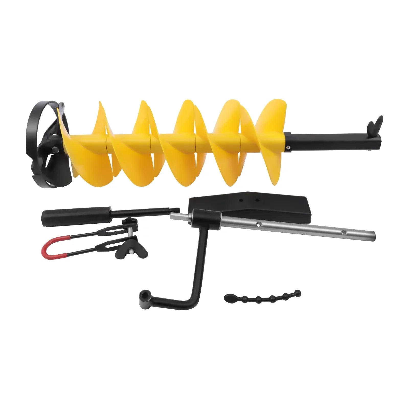 Miumaeov Cordless Nylon Ice Drill Auger 8" Dia. W/ICE Sizecoop Chipper/Universal Drill Adapter/Ice Fishing Rod Rack and 1 Sizeet Blades