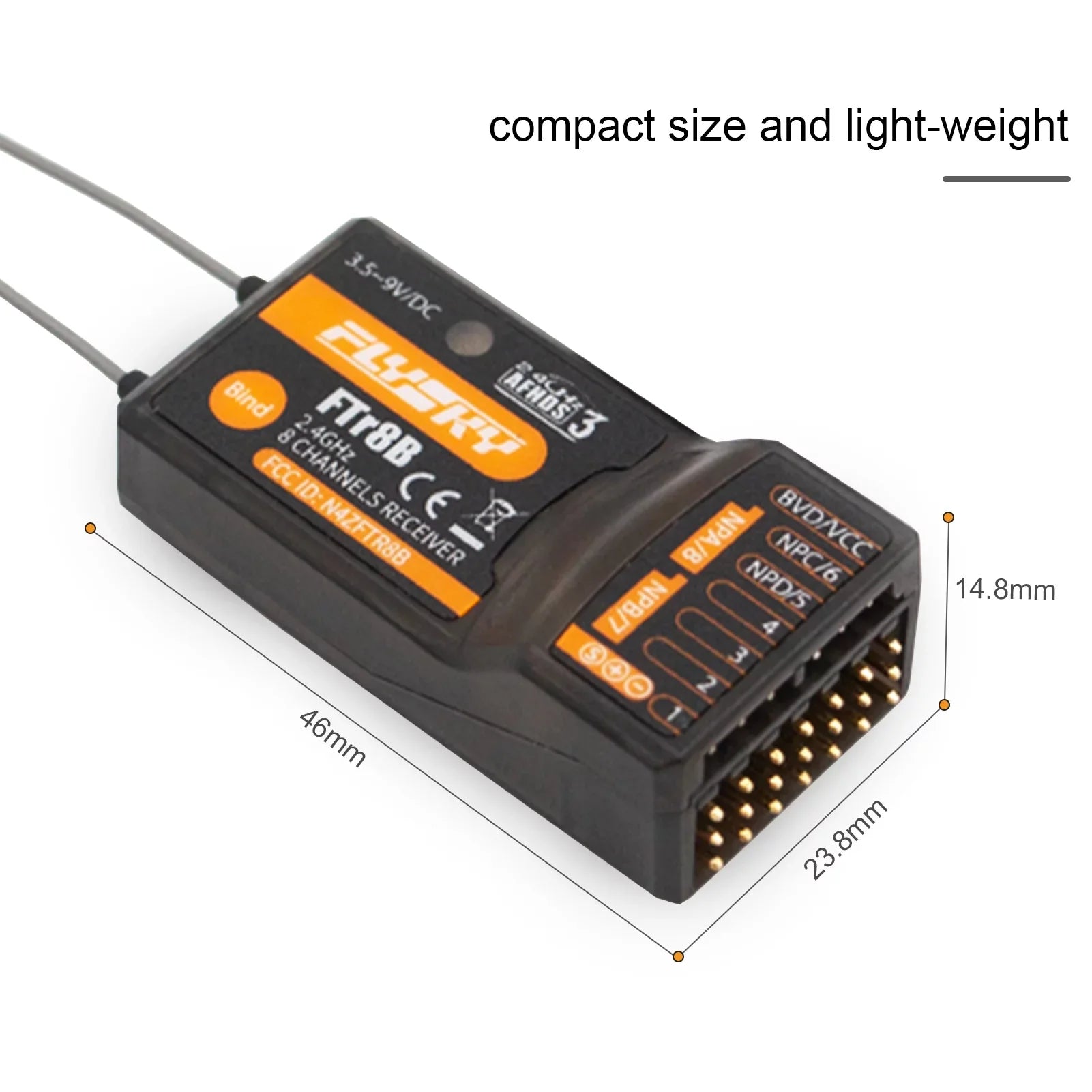 OWSizeOO FTr8B 2.4GHz 8CH Receiver for RC Airplane Helicopter Fixed Wing Glider Engineering Vehicle Drone Dual PWMPPMi.BUSizeSize.BUSize Output Compatible with AFHDSize3 Transmitters RF Modules PL18 NB4