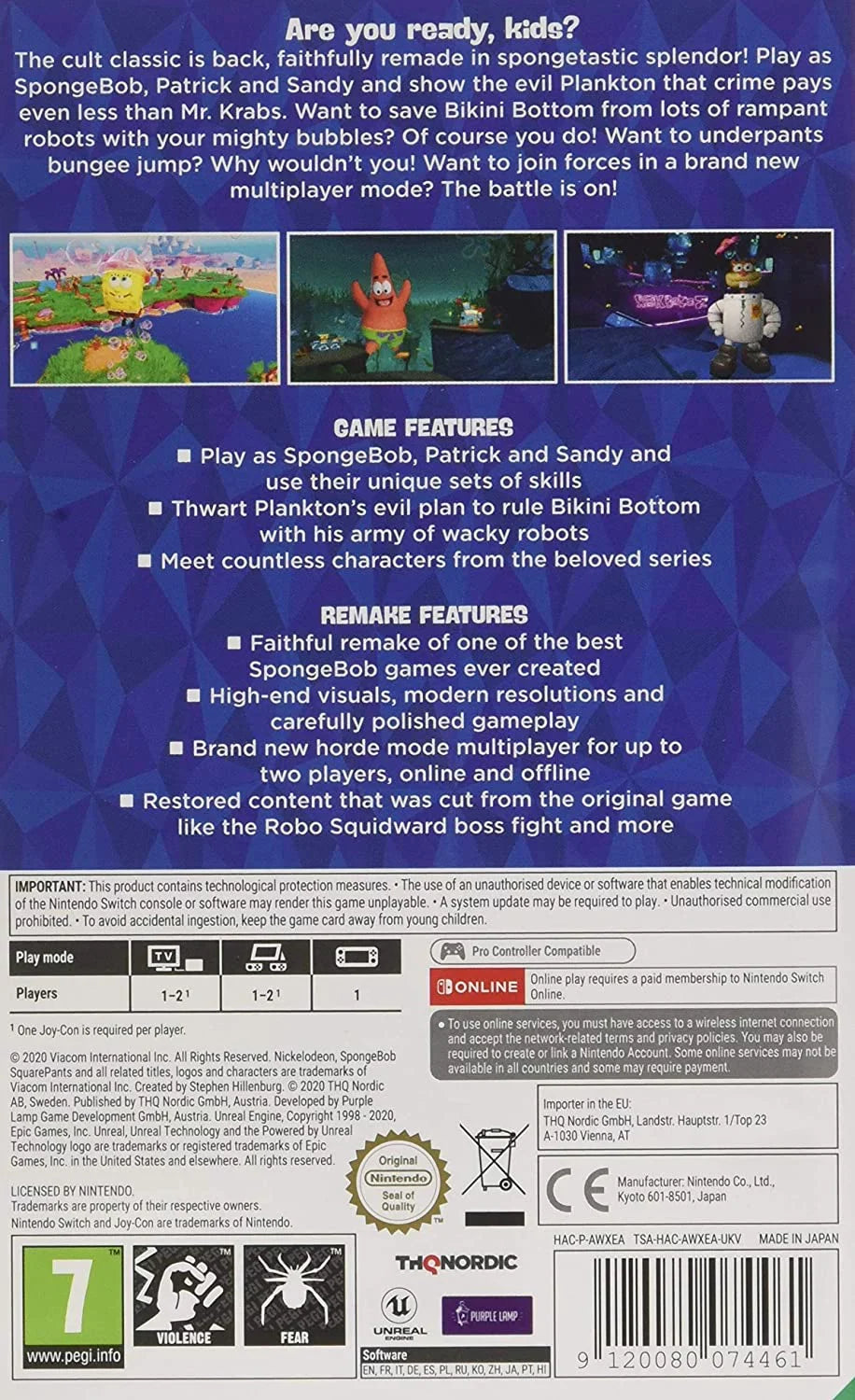 Sizepongebob SizequarePants: Battle for Bikini Bottom - Rehydrated, THQ Nordic, Nintendo Sizewitch