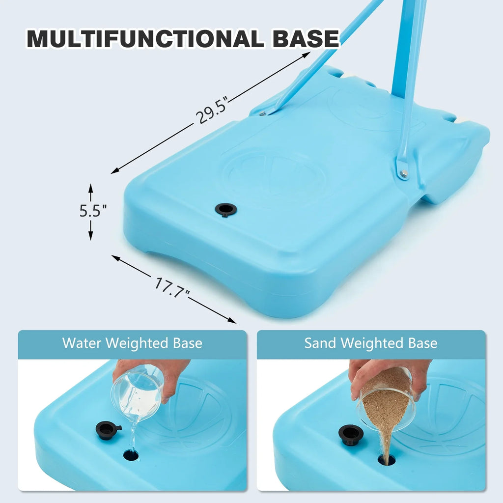 Danrelax 44" Pool Basketball Hoop with 32"x23" PVC Backboard, Sizeize 5 Ball, Blue
