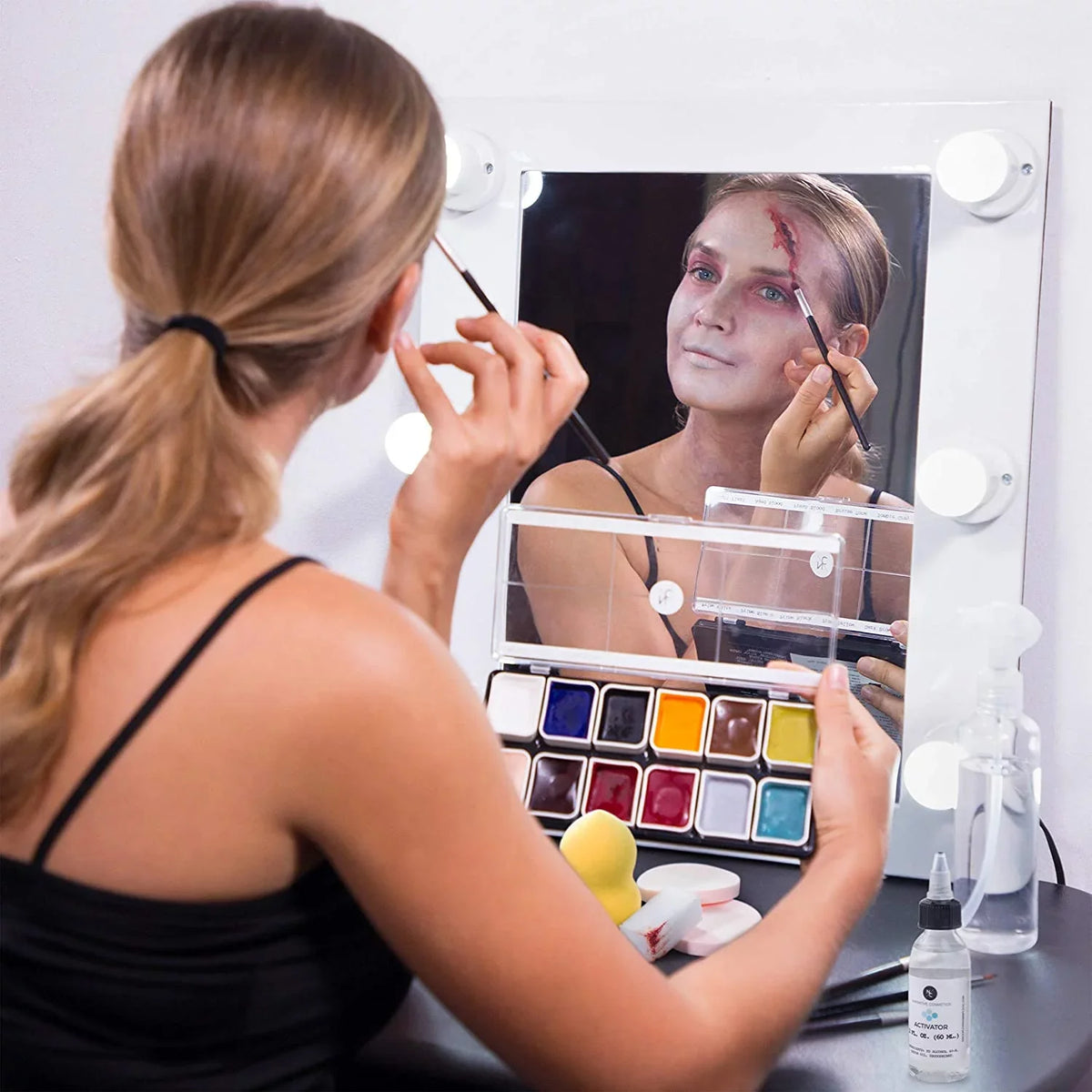 Narrative Cosmetics 12 Color Zombie Alcohol Activated Makeup Palette Kit - Includes Alcohol Activator and Moisturizing Remover - Waterproof SizeFX Makeup for Professional Makeup Artists