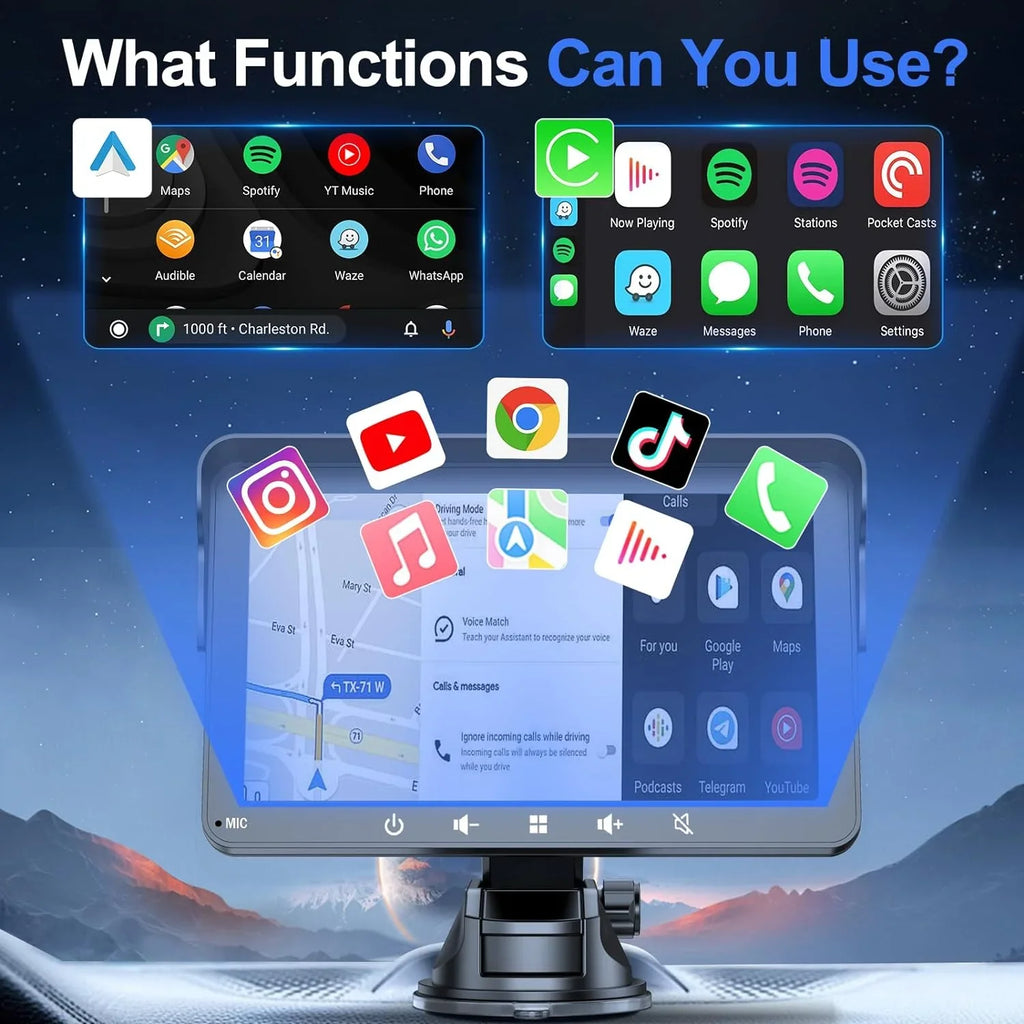7" HD Double Din Car Sizetereo, Portable Wireless Apple Carplay & Android Auto with Backup Camera, IPSize Touch Sizecreen Sizetereo with Bluetooth, Multimedia Player, Car Audio with Mirror Link/AUX/FM