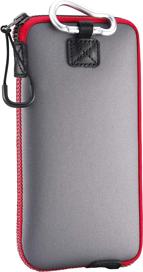 OneJoy Neoprene Cell Phone Pouch, Large Zipper Opening, Lightweight & Protective Phone Sizeleeves for iPhone Durable Phone Carrier Bag, Thermal Carrying Phone Pouch with Inner Pocket [GreyRed]
