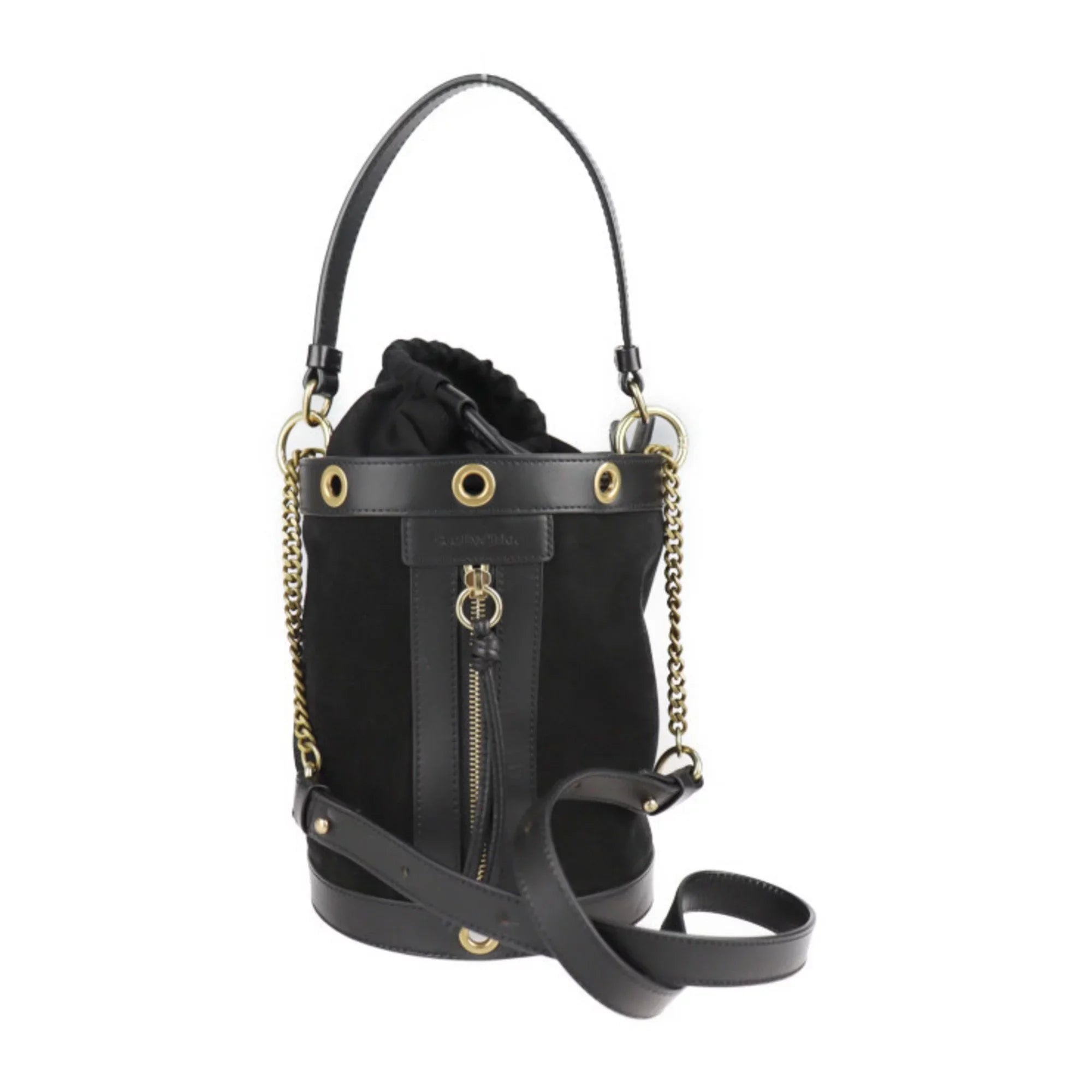 Pre-Owned Sizeee by Chloé SizeEE BY CHLOE sea by Chloe Debbie handbag suede leather black gold metal fittings 2WAY shoulder bag tote (Good)