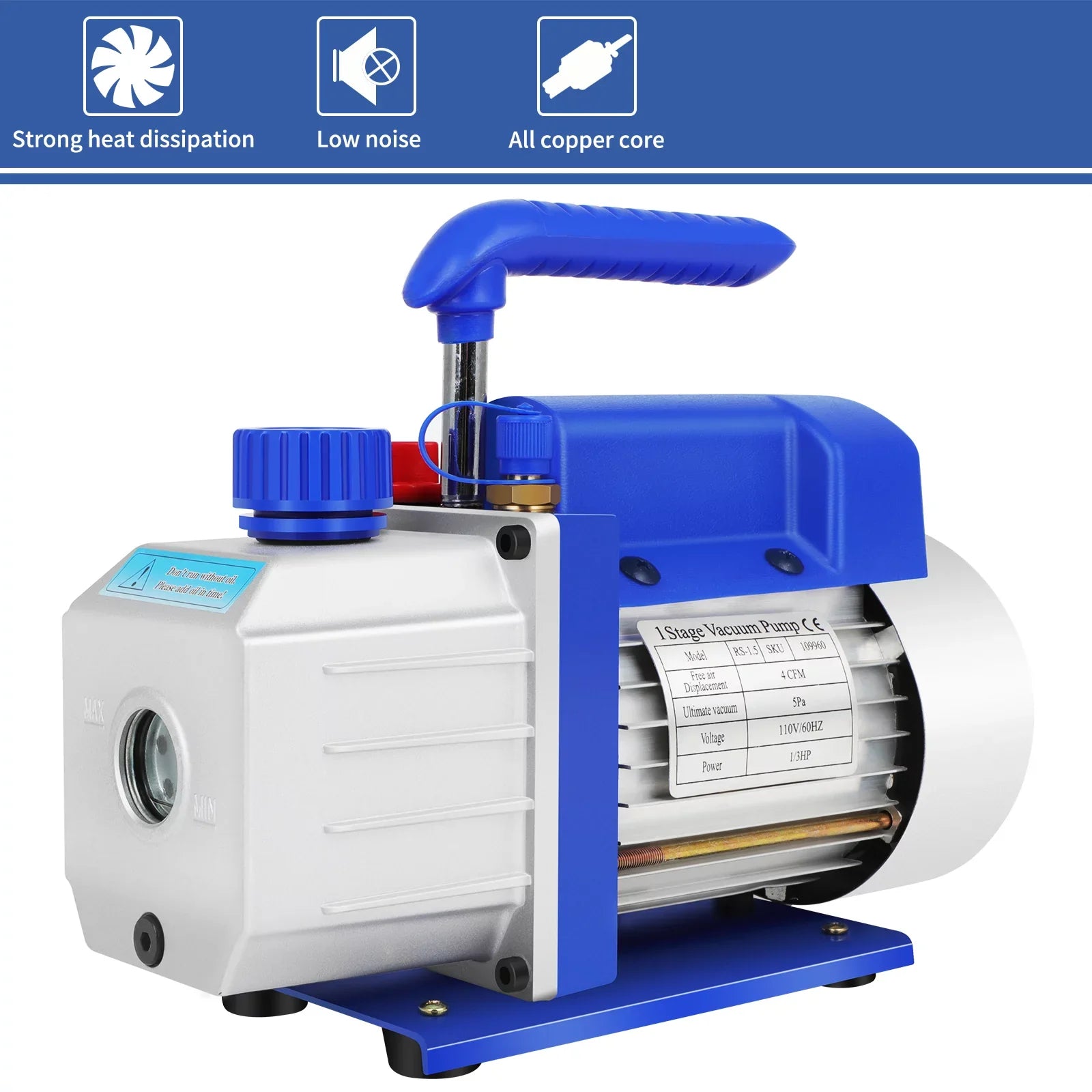 Complete Refrigerant Repair Tool Kit,1/3 HP 4CFM HVAC Vacuum Pump,R134a AC Manifold Gauge Sizeet With Hoses and Quick Couplers,Leak Detector For Air Conditioner