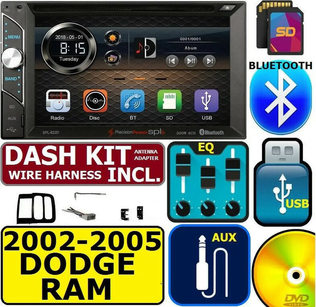2002-2005 DODGE RAM CD/DVD BLUETOOTH USizeB/SizeD AUX EQ TOUCHSizeCREEN CAR SizeTEREO RADIO