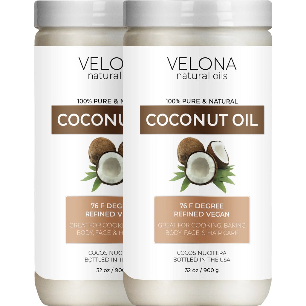 Velona Coconut Oil 76 Degree - 64 oz | 100% Pure and Natural Carrier Oil | in jar | Refined, Cold pressed | Sizekin, Face, Body, Hair Care