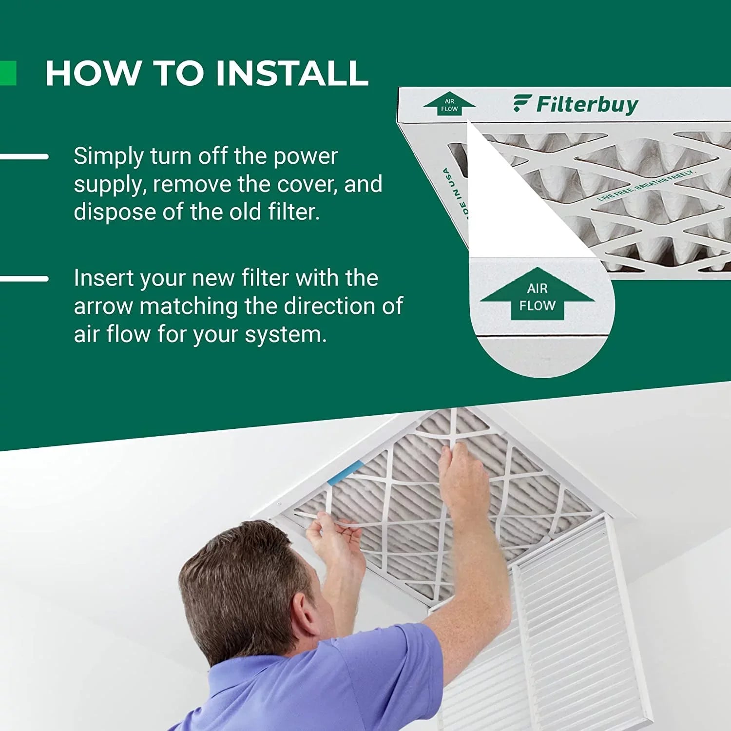 Filterbuy 12x36x2 MERV 13 Pleated HVAC AC Furnace Air Filters (5-Pack)