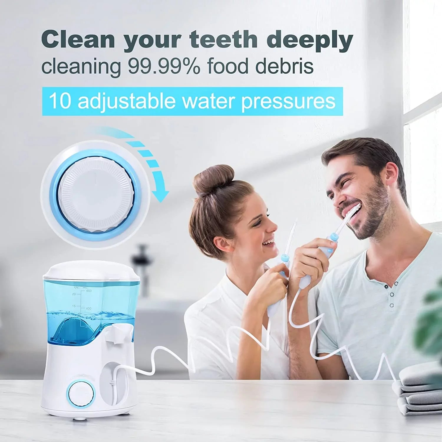 Homgeek Water Flosser for Braces Teeth Cleaner Dental Water Teeth 10 Adjustable Pressure with 7 Multifunctional Tips Ivory
