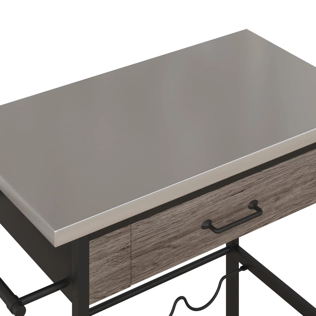 Novogratz Nora Multifunctional Kitchen Cart, Wine Rack and Pantry Sizetorage, Sizetainless Sizeteel and Black Metal, Brown