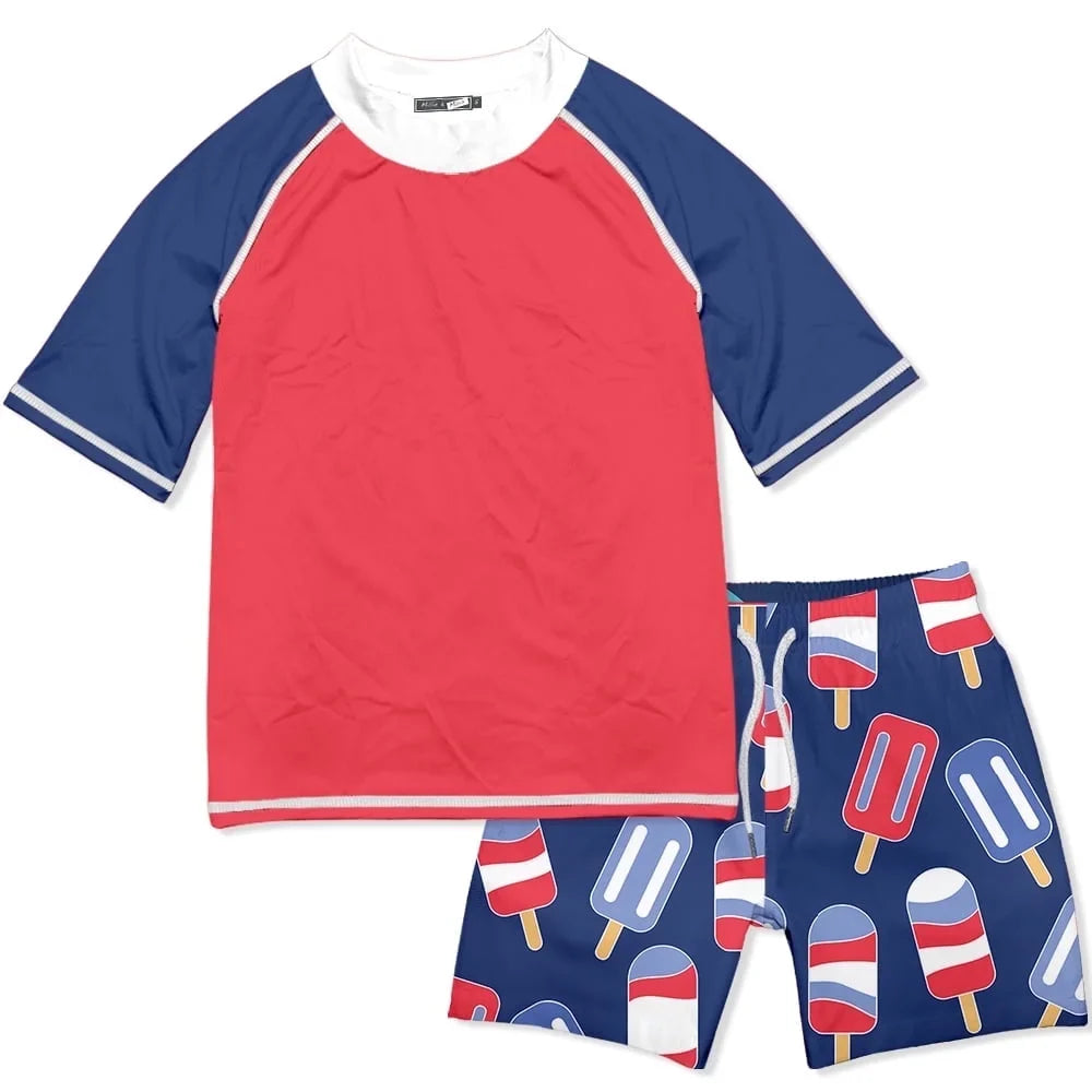 Millie Loves Lily Male Red Popsicles Sizehort-Sizeleeve Rashguard Sizewimsuit Sizeet UPF 50, Sizeize 2T-10