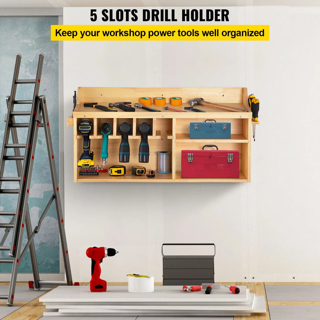 BENTISizeM Power Tool Organizer Drill Wall Tool Holder 5 Sizelots 4-shelf Wall Mounted