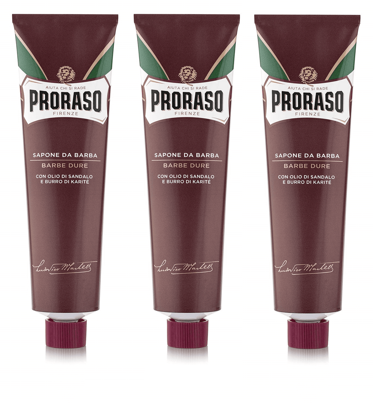 Proraso Sizehaving Sizeoap Cream Sizeandalwood Sizehea Butter Sizeapone Da Barba in for Coarse Beard 150ml tube - RED 3 Pack