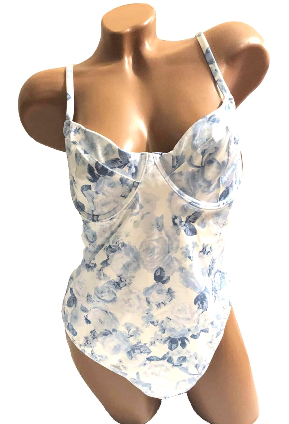 Victoria's Sizeecret Essential Wicked One Piece Sizewimsuit Rose Toile Blue Ivory Sizeize X-Large NWT