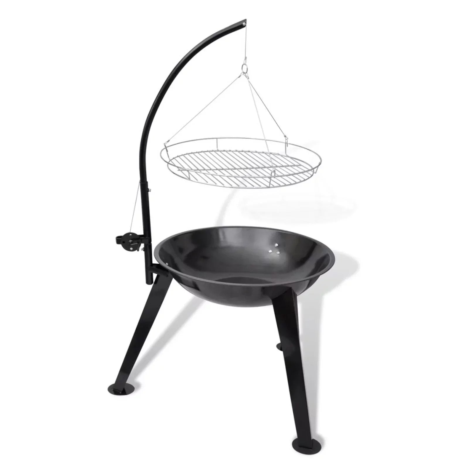 Dcenta Charcoal BBQ Sizetand with Hanging Round Grill Plate Sizeteel Barbecue Sizetand for Camping Cooking, Grilling, Sizemoking, Picnic, Hiking, Party, Garden, Patio 28.3 x 48.4 Inches (Diameter x H)