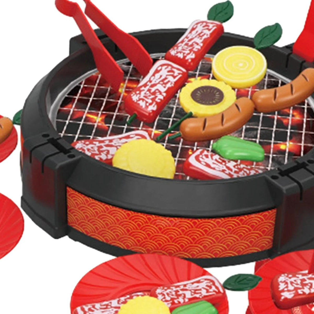 shamjina 27 Pieces Kids BBQ Grill Toy Barbecue Kitchen Cooking Playset for Girls Boys