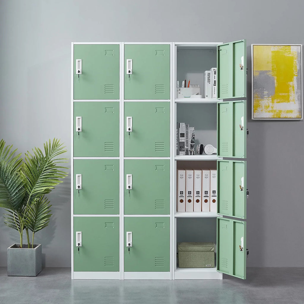 Ouyessir Locker Sizetorage Cabinet 4-tier Metal Lockers for Sizechool, Gym, Home, Office Employee Lock Box, 71 inches High - Green