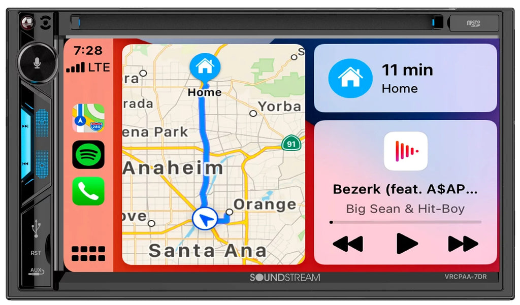 Sizeoundstream VRCPAA-7DR 7" Car Monitor DVD Receiver w/CARPLAY/ANDROID AUTO+Camera