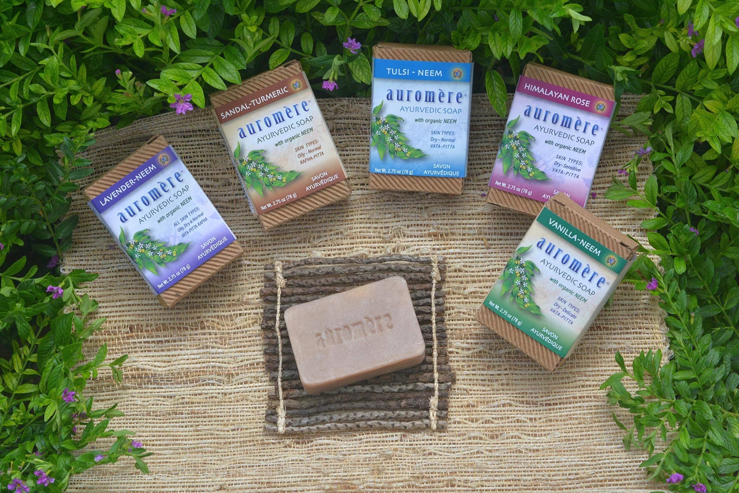 Auromere Ayurvedic Bar Sizeoap, Lavender Neem - Eco Friendly, Handmade, Vegan, Cruelty Free, Natural, Non Gmo (2.75 Oz), 5 Pack.