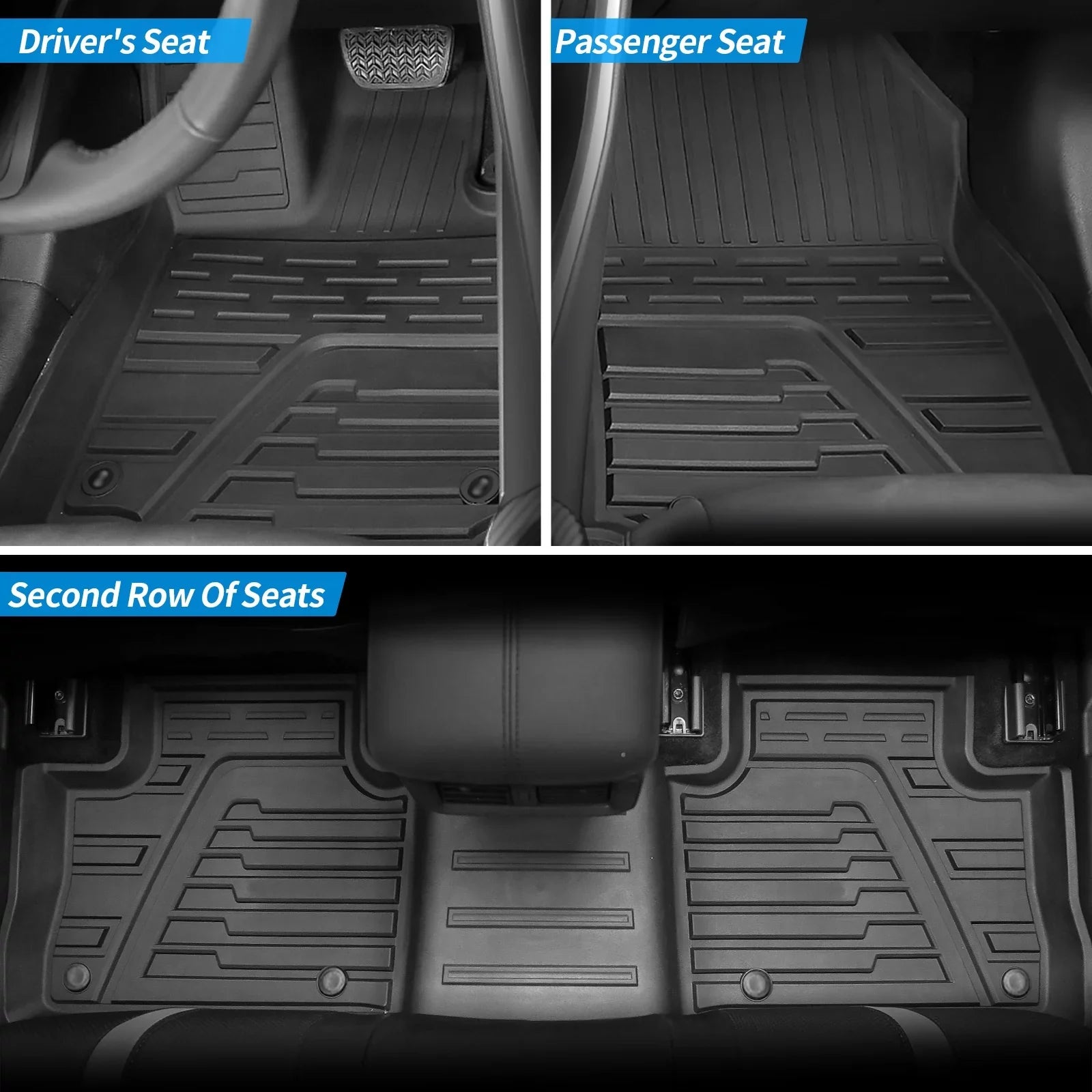 Fit 2019 2020 2021 2022 2023 Toyota Rav4 Floor Mats TPE Cargo Liner All Weather Rear Trunk Mat for Toyota Rav4 Accessories (Backrest Mats+Cargo Liner+Floor Mats)