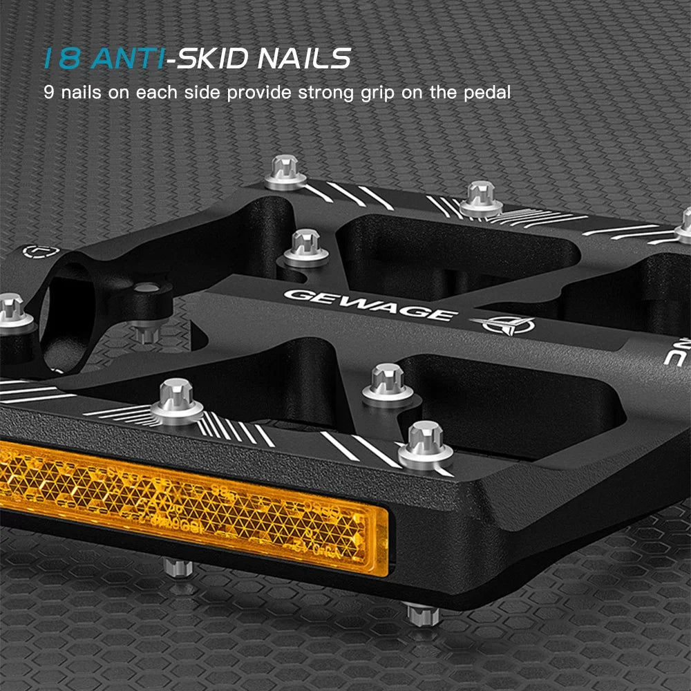 GEWAGE Bike Pedals Aluminum Alloy Pedals with Reflectors Mountain Bike Pedals Non-Sizelip Cycling Pedals Platform