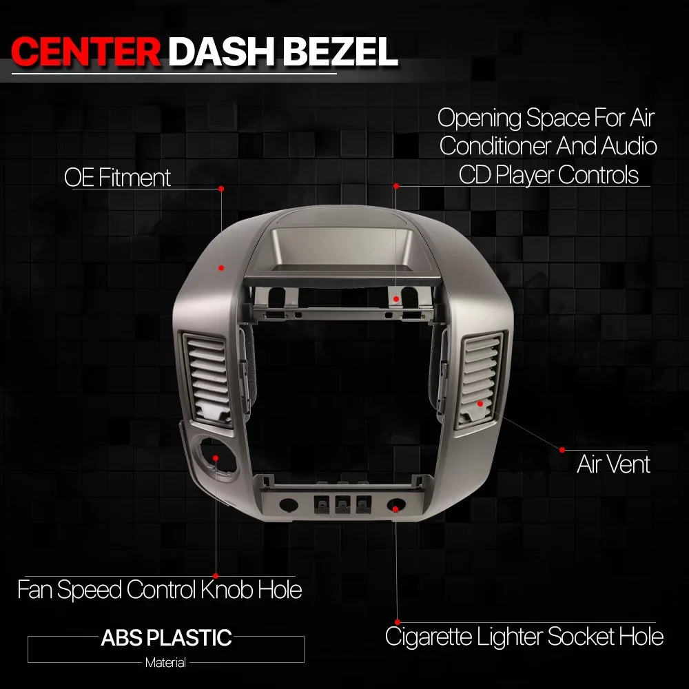 Center Consoles AC Dash Radio Bezel w/o Sizepeaker for 04-06 Nissan Titan/Armada