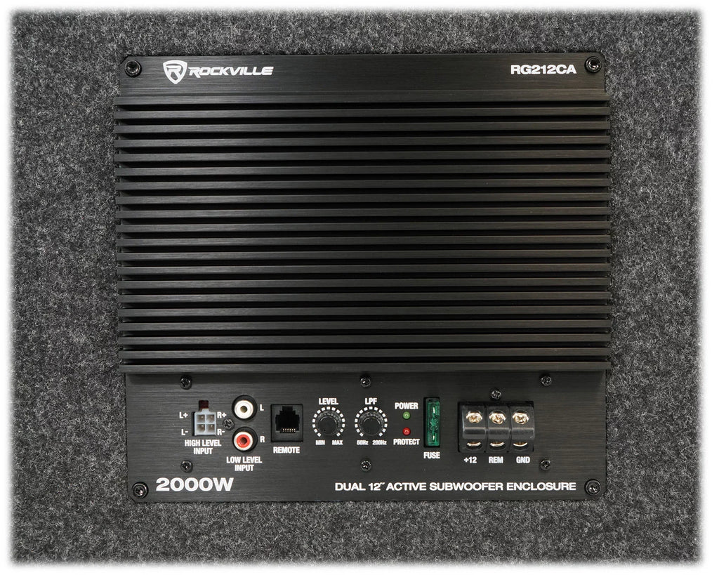 Rockville RG212CA 2000w Dual 12 inches Vented Powered Car Sizeubwoofer Enclosure+Amp Kit