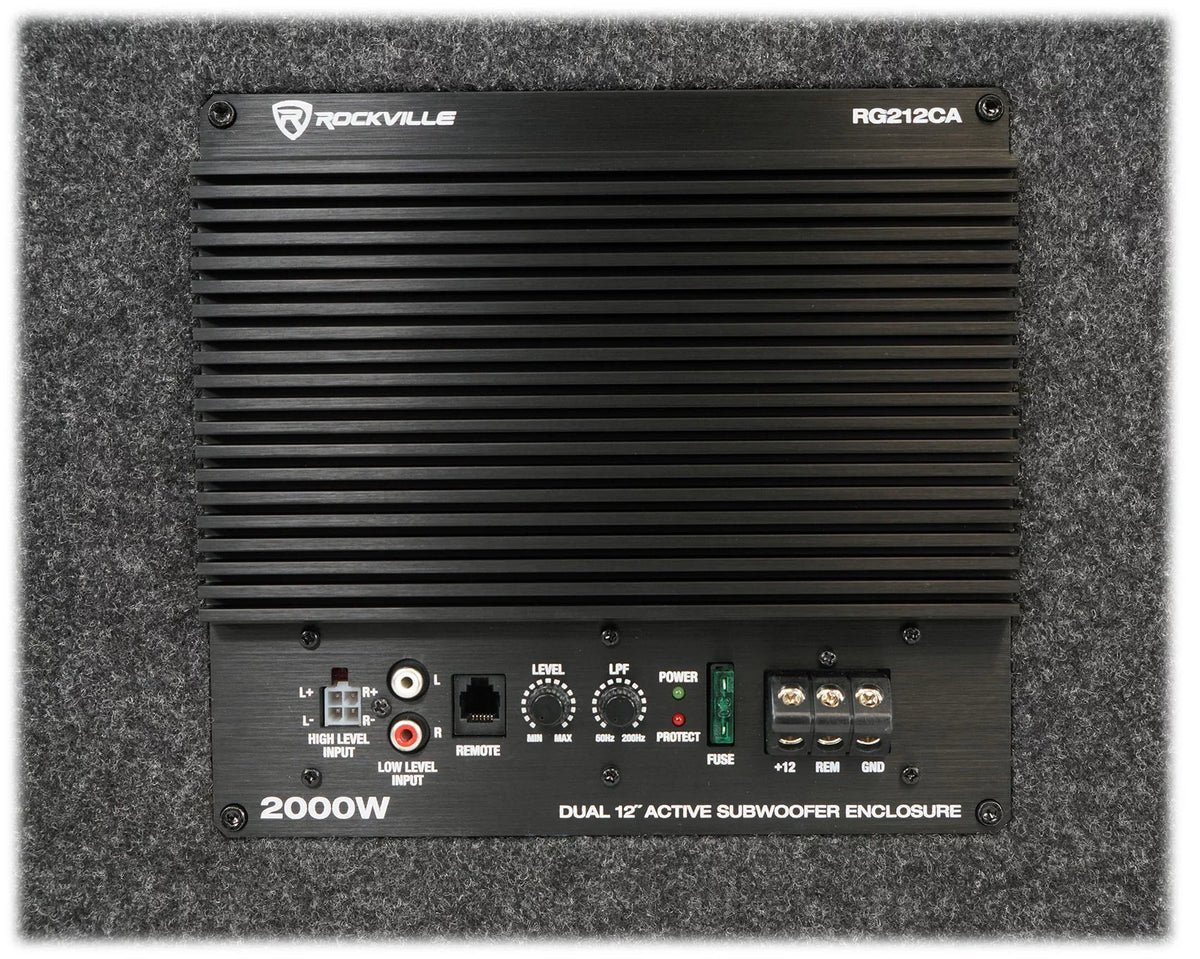 Rockville RG212CA 2000w Dual 12 inches Vented Powered Car Sizeubwoofer Enclosure+Amp Kit