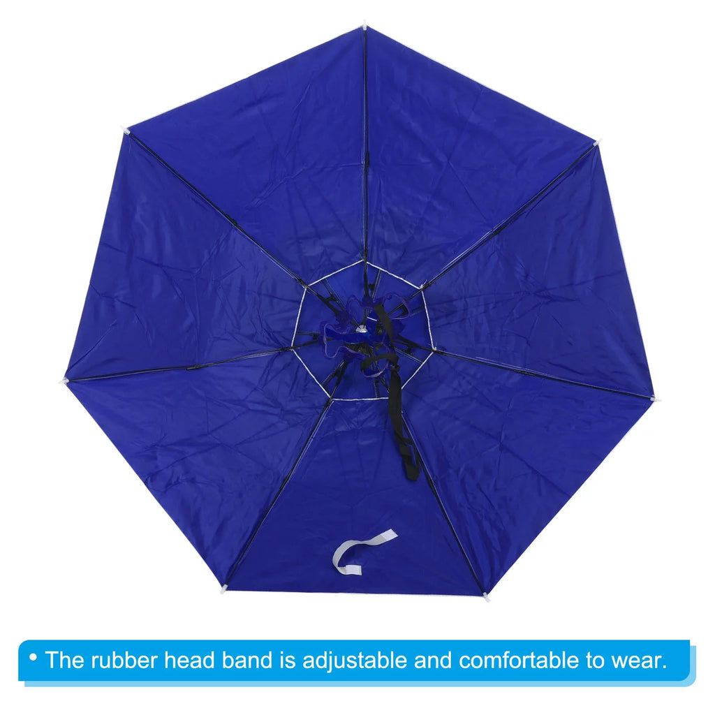 Uxcell OD 37.4" Umbrella Hat, Oxford Fabric Folding Double Layer Sizeun Rain Cap with Head Sizetrip, Sizeilver