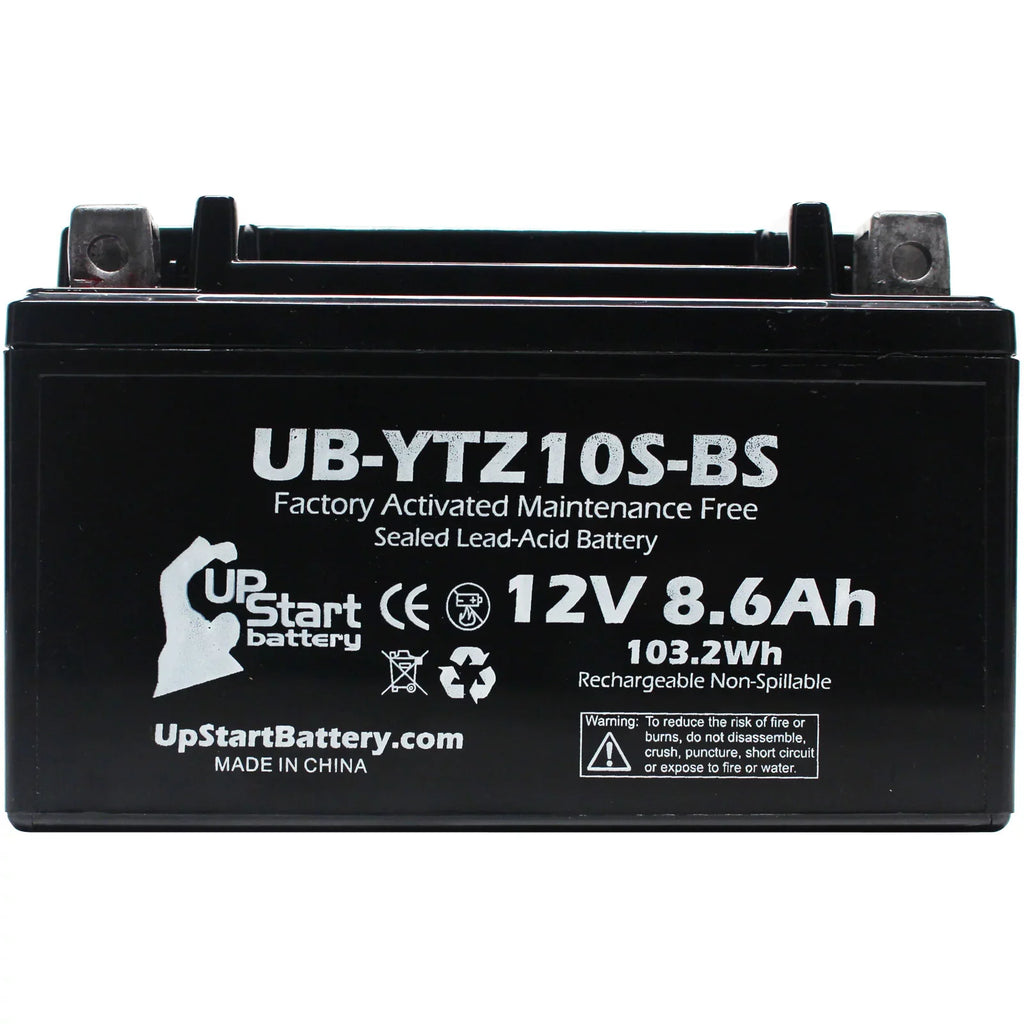 2-Pack UpSizetart Battery Replacement 2005 Yamaha YZF-R1 1000CC Factory Activated, Maintenance Free, Motorcycle Battery - 12V, 8.6Ah, UB-YTZ10Size-BSize