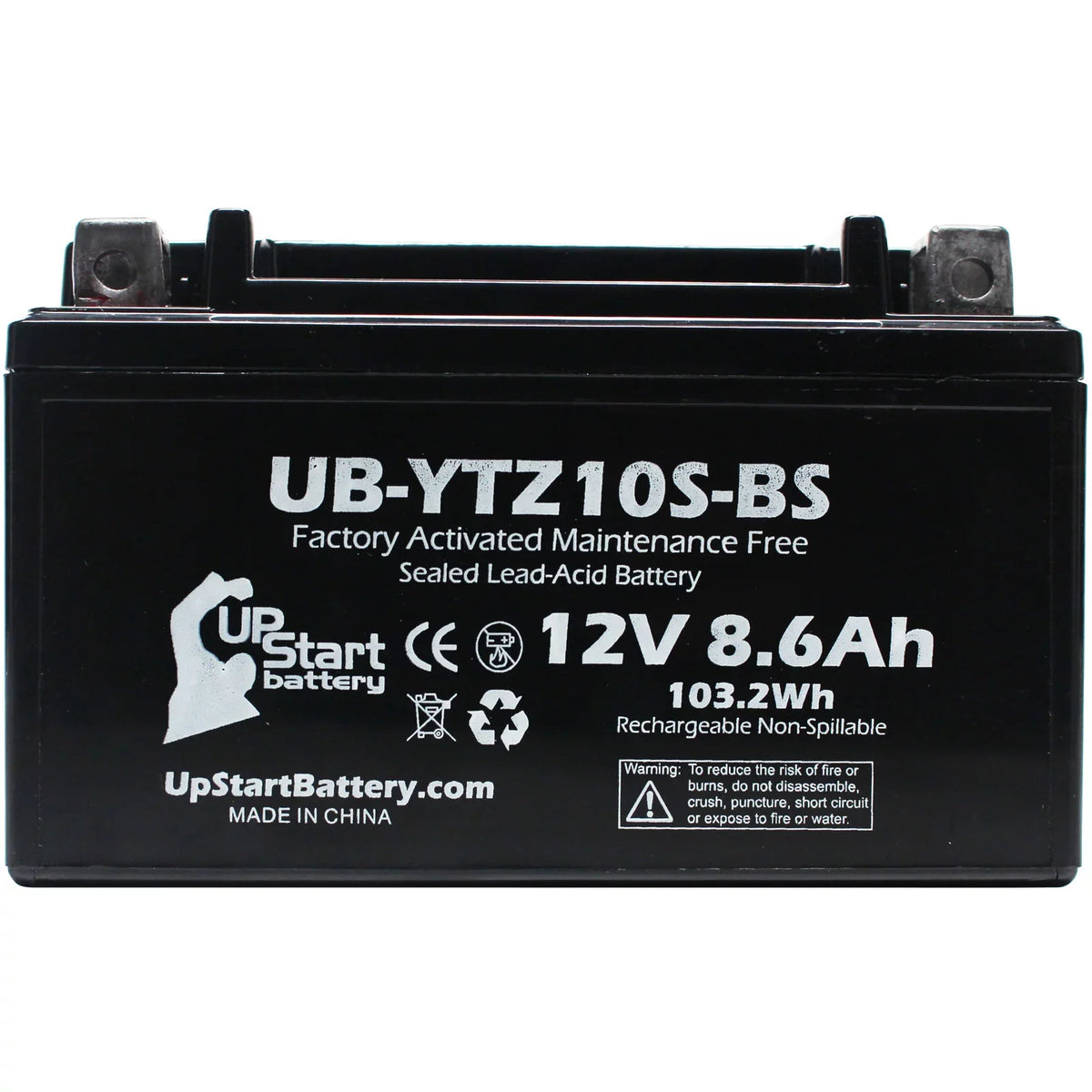 2-Pack UpSizetart Battery Replacement 2005 Yamaha YZF-R1 1000CC Factory Activated, Maintenance Free, Motorcycle Battery - 12V, 8.6Ah, UB-YTZ10Size-BSize