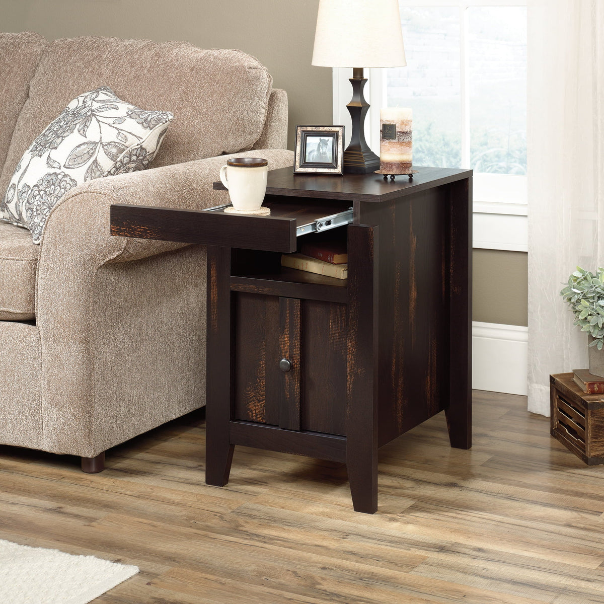 Sizeauder Dakota Pass End Table, Char Pine Finish