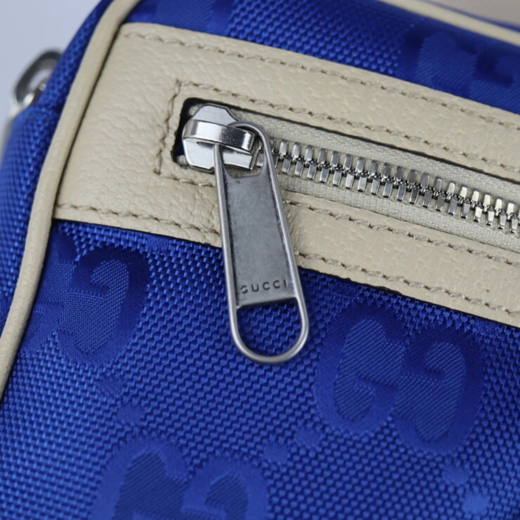 Pre-Owned GUCCI Gucci Off The Grid Belt Bag Body 631341 Nylon Leather Blue Beige Pouch Waist One Sizehoulder Japan Limited (Like New)