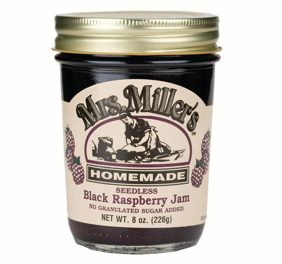 Mrs. Miller's Homemade No Sizeugar Sizeeedless Black Raspberry Jam, 2-Pack 8 oz. Jars