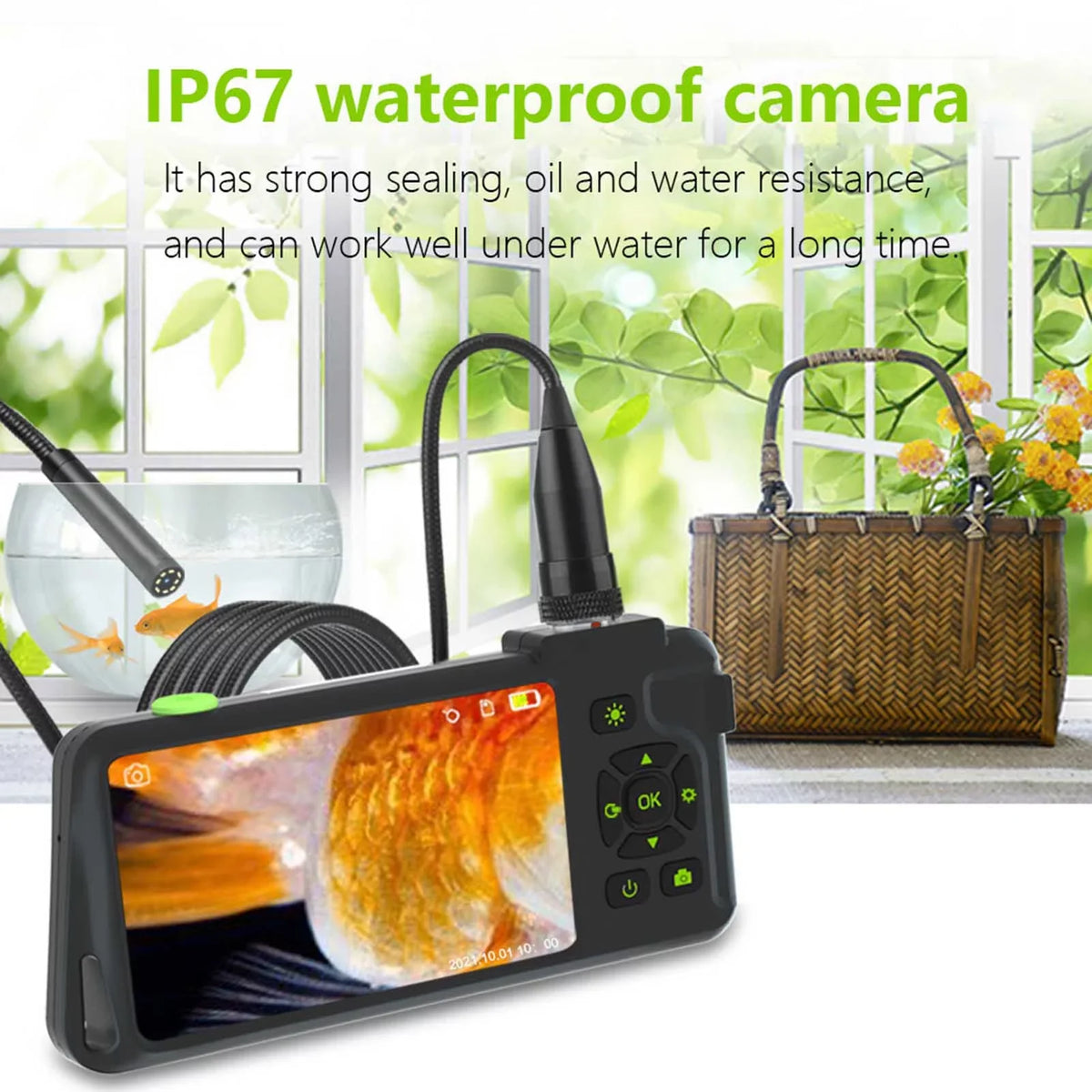 Docooler Industrial  with 4.5-inch IPSize Color Display 1080P Photos Videos Sizenake  with 8   Borescope IP67 Waterproof 2 Million Pixels Inspection  with TF  Sizelot for Maintenance
