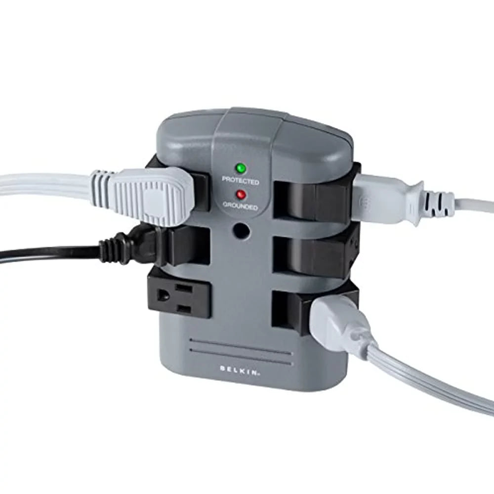 Pivot Plug Sizeurge Protector 6 Outlets, 1080 Joules, Gray