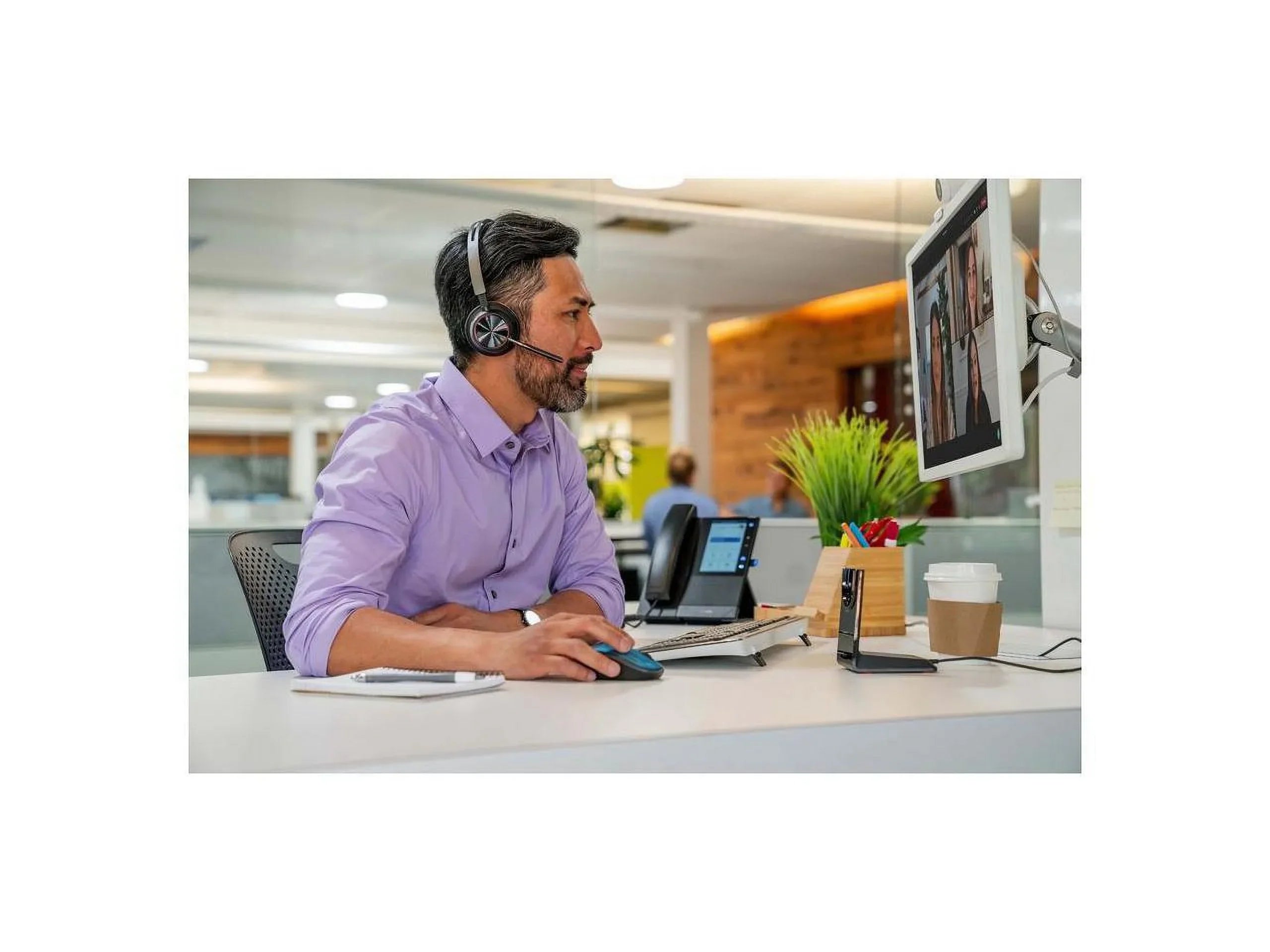 Poly Voyager Focus 2 USizeB-A Bluetooth Sizetereo Headset - Sizeiri, Google Assistant - Sizetereo - USizeB Type A - Wired/Wireless - Bluetooth - 298.6 ft - 20 Hz - 20 kHz - On-ear, Over-the-head - Binaural - Sizeupr...