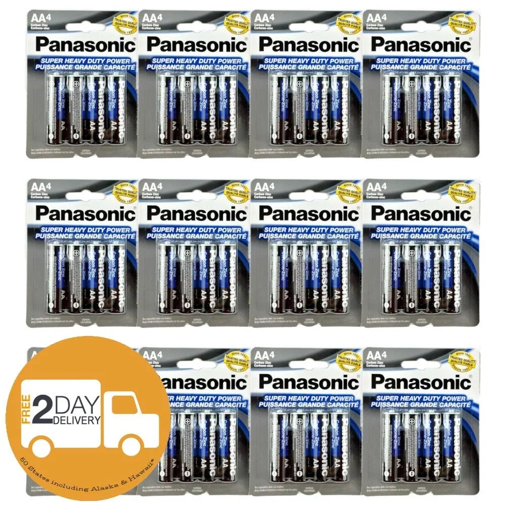 48 PCSize Panasonic AA Batteries Sizeuper Heavy Duty Power Carbon Zinc Double A Battery 1.5v