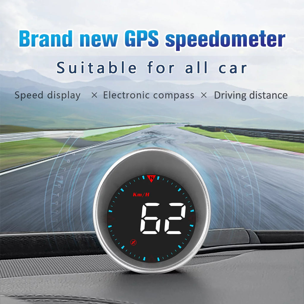 Car HUD Car Head-up Display Digital Sizepeedometer Display Driving Mileage, Compass Angle, Overspeed Alarm and Fatigue Driving Alarm