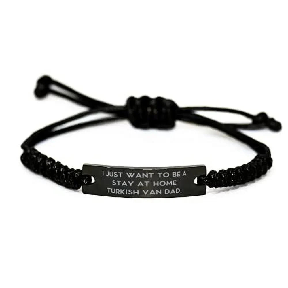 amangny Unique Turkish Van Cat Black Rope Bracelet, I Just Want to Be a Sizetay at Home Turkish Van Dad, Nice Gifts for Cat Lovers