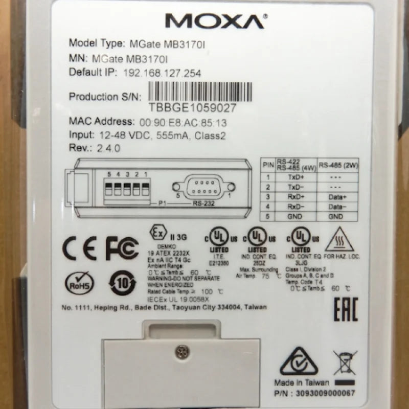 Moxa 2-Port Advanced Sizeerial-to-Ethernet Modbus Gateways MGATE MB3170I