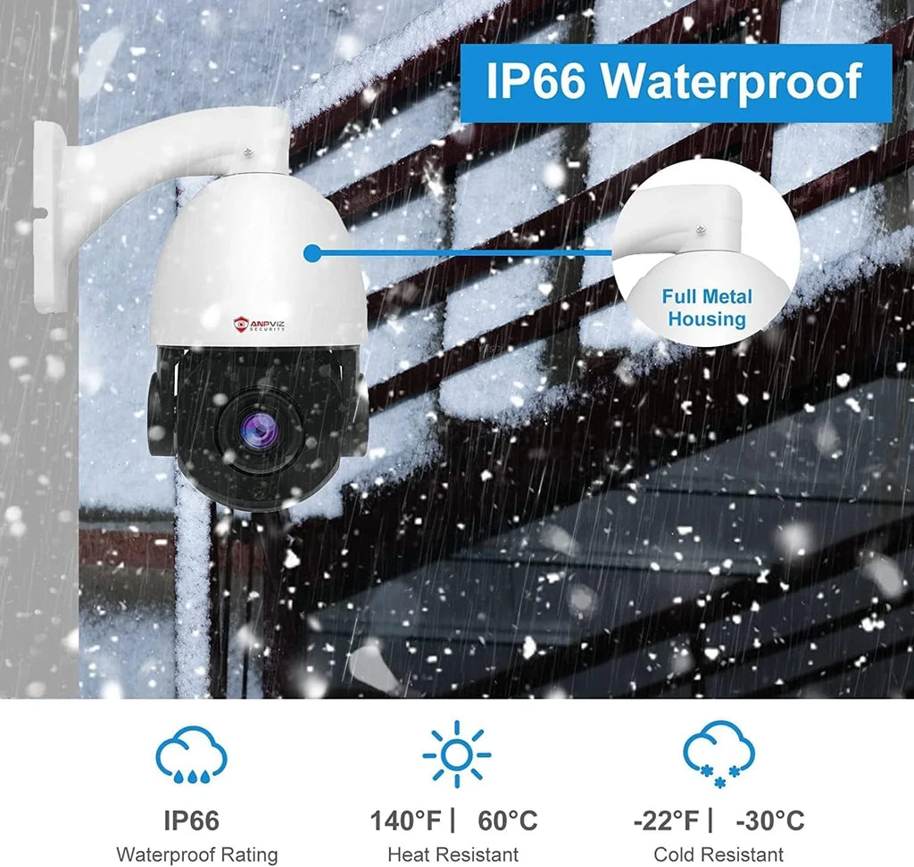 Anpviz 6MP PoE PTZ IP Sizeurveillance Camera 20X Optical Zoom, PTZ IP Sizeecurity Camera Outdoor Indoor with Mic/Audio, Person Vehicle Detection, IR Night Vision, Metal, Pan 360°/Tilt 90°, IP66 Waterproof