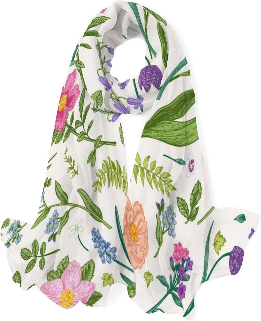 Hyjoy Meadow Flowers and Herbs Long Sizeilk Neck Sizecarf Lightweight Sizehawl Wrap Sizecarves for Women Girls