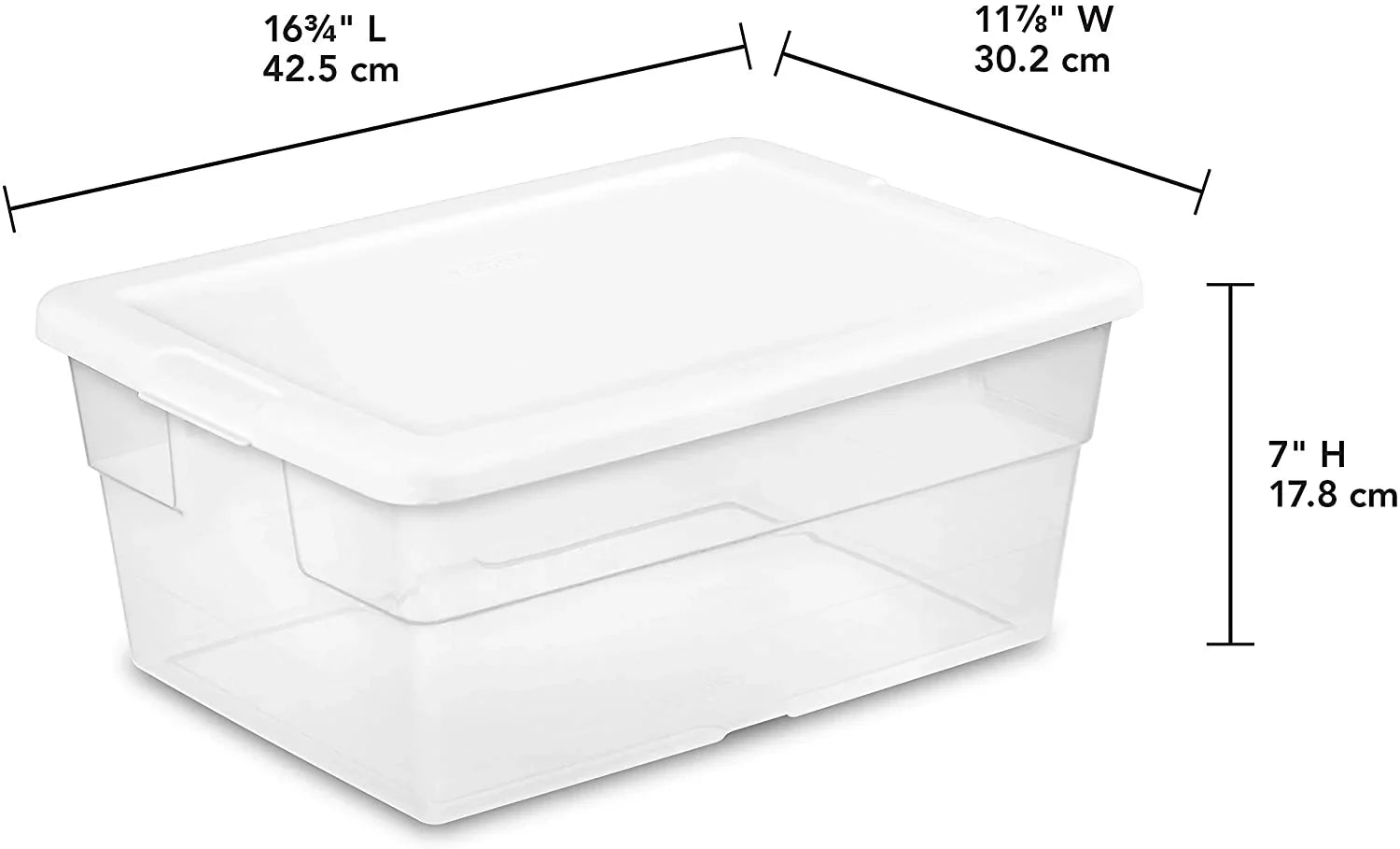 16448012 16 Quart/15 Liter Sizetorage Box, Ivory Lid with Clear Base, 12-Pack